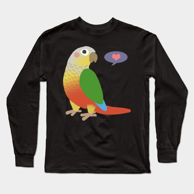 Pineapple Green Cheek Conure Long Sleeve T-Shirt by Psitta